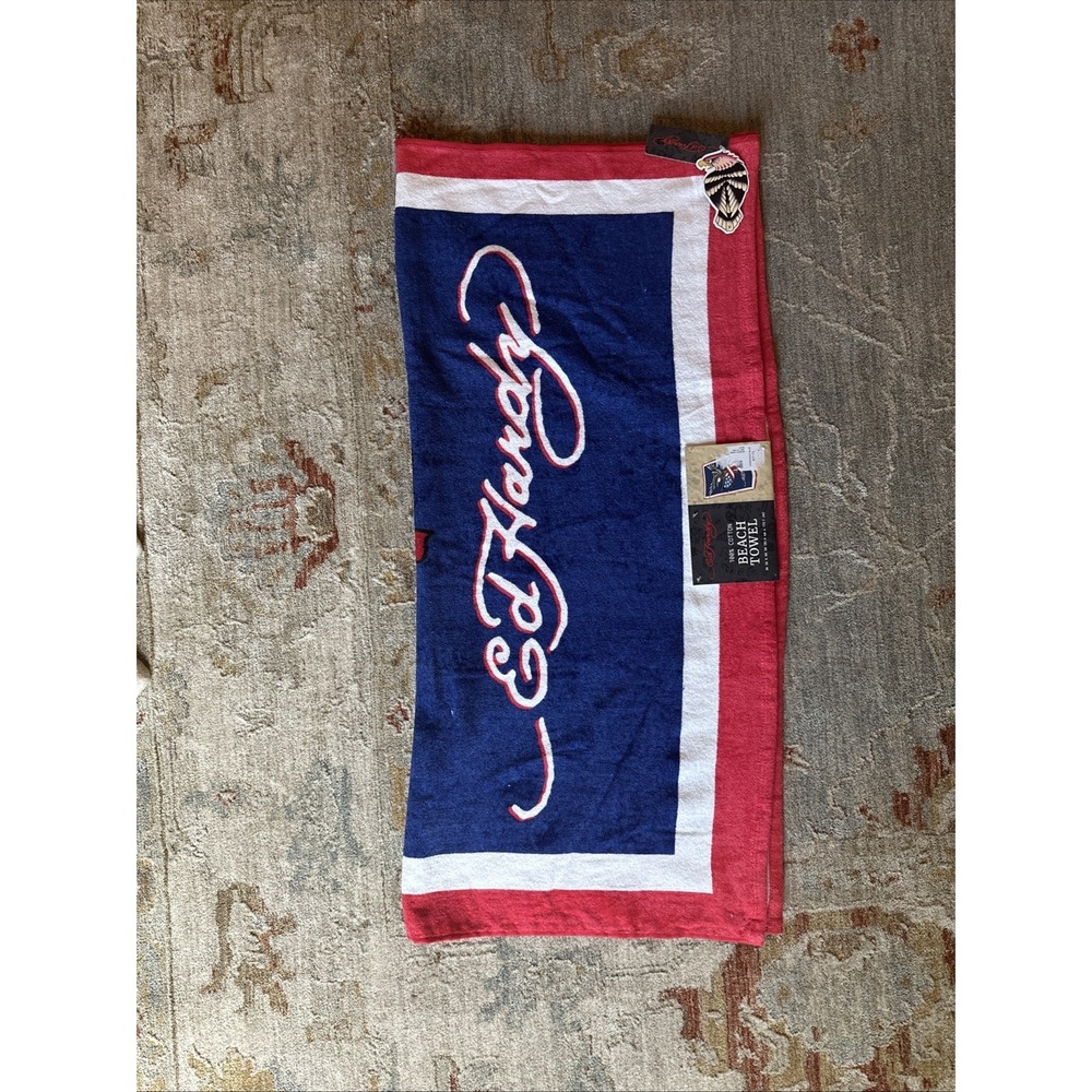 AUTHENTIC USA Flag ED HARDY 100% COTTON BEACH TOWEL, 36" x 68", NWT